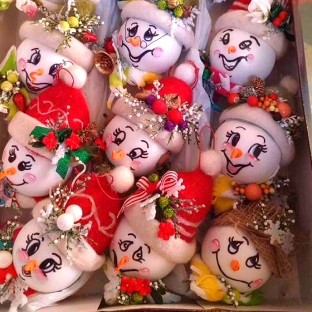 Handmade Snowmen Ornaments with Sass